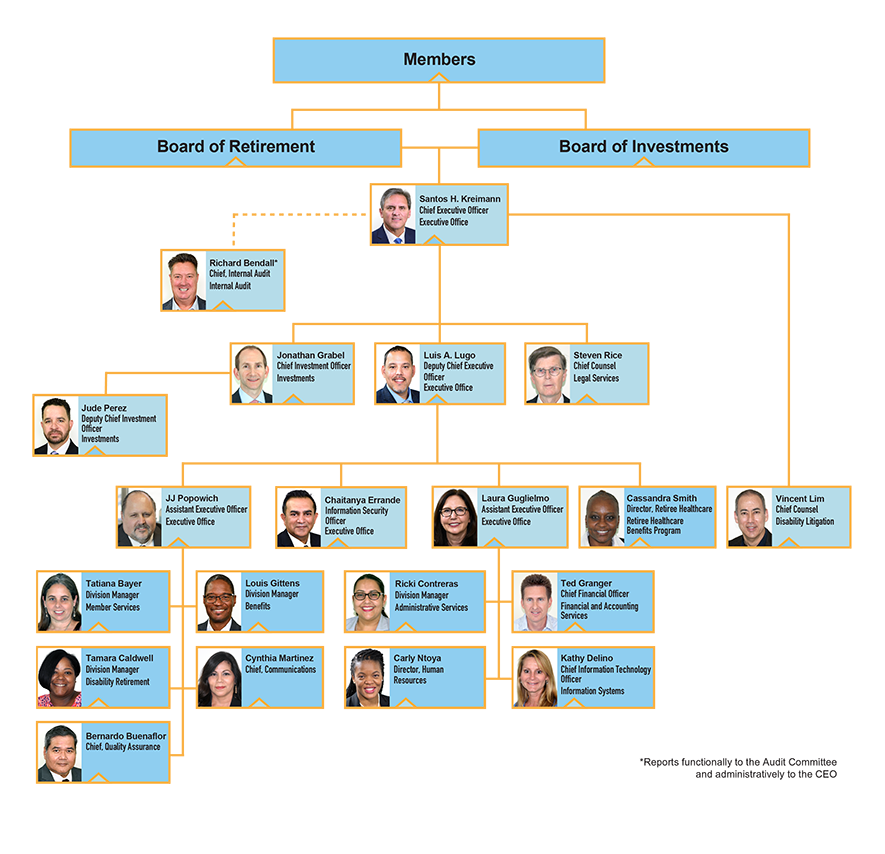 Image of an org chart representing our management team. List of professionals can be found at bottom of this website.