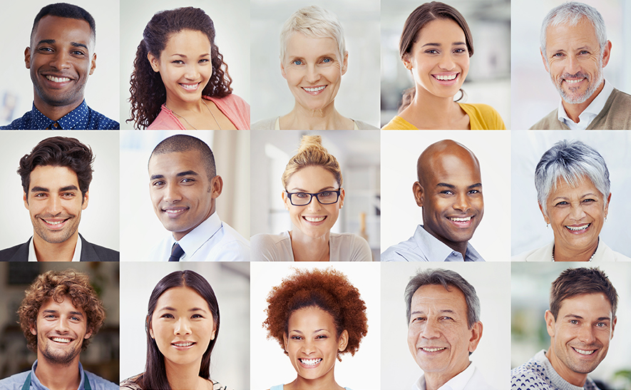 A 5 by 3 grid of portrait head shots of a various adults