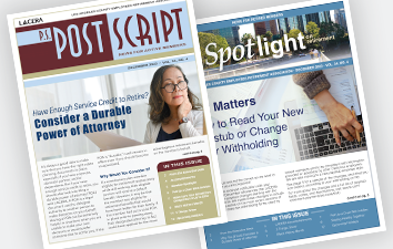 Brochures of PostScript and Spotlight newsletters.