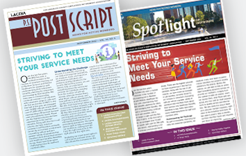 Brochures of PostScript and Spotlight newsletters.