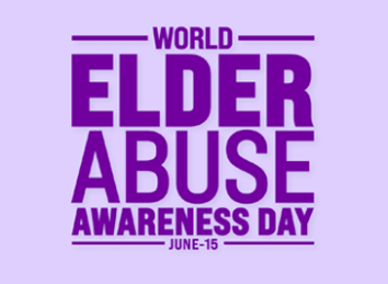 Text saying, "World Elder Abuse Awareness Day June 15."