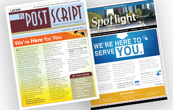 Brochures of PostScript and Spotlight newsletters.