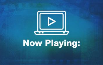 Icon of computer with play video symbol (arrow) with text underneath: Now Playing.